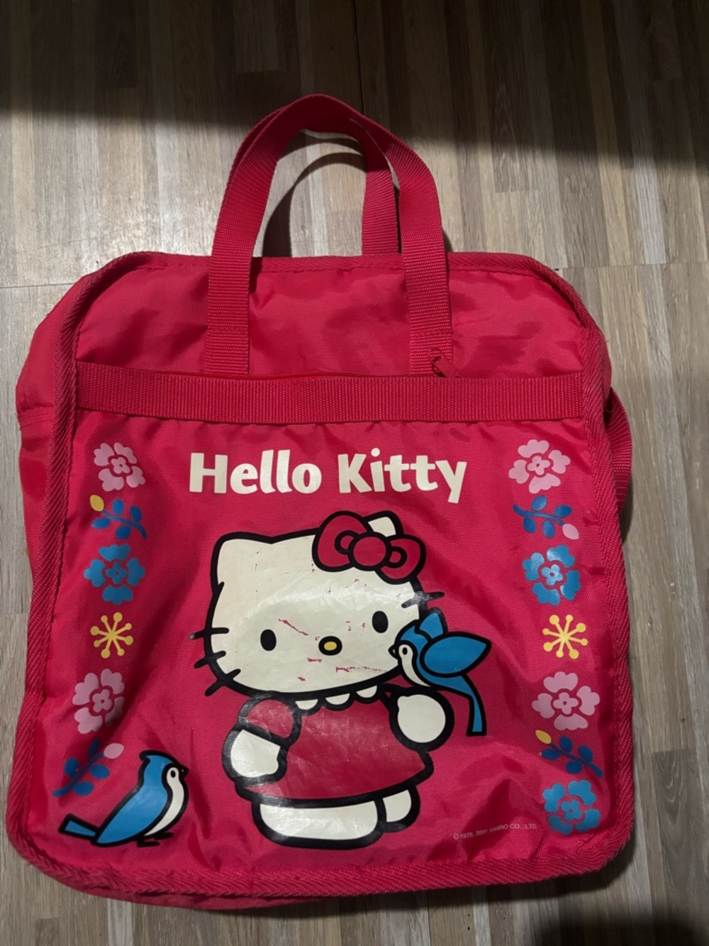 Hello Kitty Pink Red 🎒Kids Tote/ backpack 100% nylon with Blue Accents